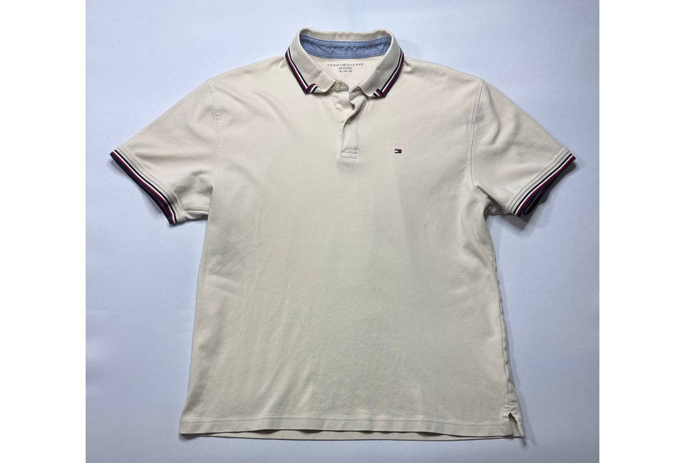 Tommy Hilfiger Men's Short Sleeve‎ Beige Polo Shirt - Size XL